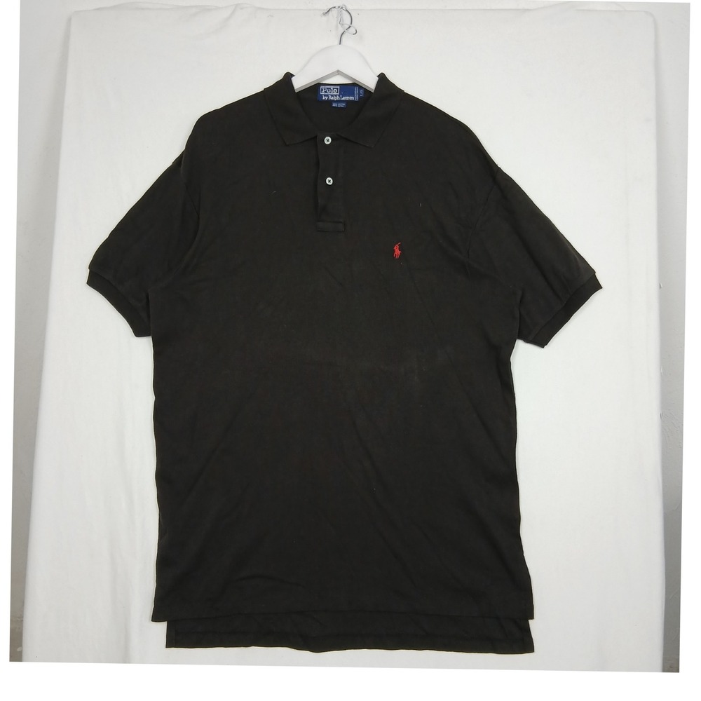 Polo Ralph Lauren Black Short Sleeve Polo Shirt Cotton Red Pony Logo Large
